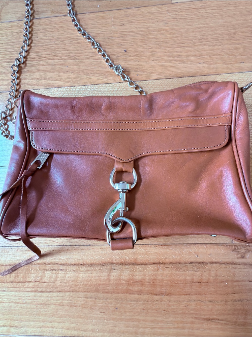 Rebecca Minkoff Almond brown Leather Chain Crossbody with Gold Hardware